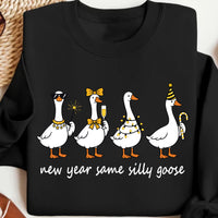 Funny New Year Silly Goose Sweatshirt, Trendy Coquette Holiday Shirt, 2026 Celebration Sweatshirt