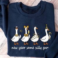 Funny New Year Silly Goose Sweatshirt, Trendy Coquette Holiday Shirt, 2026 Celebration Sweatshirt