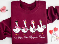 100 Days Same Silly Goose Teacher Sweatshirt, Funny Teacher Goose Shirt, Cute 100 Days of School Sweatshirt