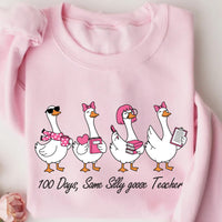 100 Days Same Silly Goose Teacher Sweatshirt, Funny Teacher Goose Shirt, Cute 100 Days of School Sweatshirt