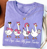 100 Days Same Silly Goose Teacher Shirt, Funny Teacher Goose Shirt, Cute 100 Days of School Tee