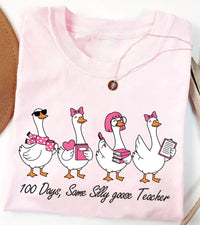 100 Days Same Silly Goose Teacher Shirt, Funny Teacher Goose Shirt, Cute 100 Days of School Tee