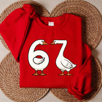 Funny 67 Goose Sweatshirt, Silly Brain Rot Teacher Shirt, Goose Brainrot Sweatshirt