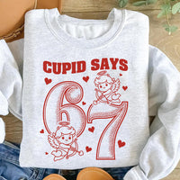 Cupid Days 67 Love Sweatshirt, Funny 6 7 Valentine Shirt, Cute Number Meme Sweatshirt
