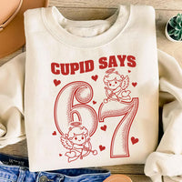 Cupid Days 67 Love Sweatshirt, Funny 6 7 Valentine Shirt, Cute Number Meme Sweatshirt