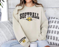 Personalized Softball Mom Sweatshirt, Custom Softball Mom Shirt, Softball Name and Number Sweatshirt, Front Sleeve