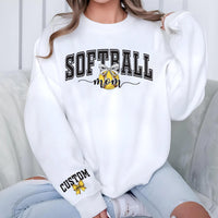 Personalized Softball Mom Sweatshirt, Custom Softball Mom Shirt, Softball Name and Number Sweatshirt, Front Sleeve