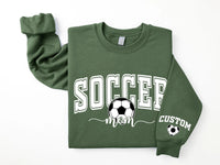 Personalized Soccer Mom Sweatshirt, Custom Soccer Mom Shirt, Soccer Name Sweatshirt, Front Sleeve