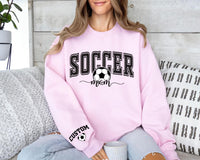 Personalized Soccer Mom Sweatshirt, Custom Soccer Mom Shirt, Soccer Name Sweatshirt, Front Sleeve