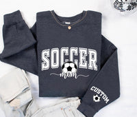 Personalized Soccer Mom Sweatshirt, Custom Soccer Mom Shirt, Soccer Name Sweatshirt, Front Sleeve