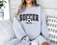 Personalized Soccer Mom Sweatshirt, Custom Soccer Mom Shirt, Soccer Name Sweatshirt, Front Sleeve