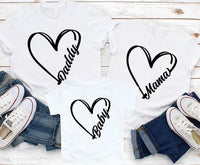 Custom Text Heart Line Shirt, Double Heart Name Tee, Personalized Mom Shirt, Custom Grandma Gift
