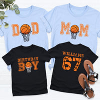 Basketball Birthday Boy Shirt, Family Matching Birthday Party Tee, Basketball Mom, Basketball Dad, Front Back