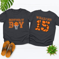 Basketball Birthday Boy Shirt, Family Matching Birthday Party Tee, Basketball Mom, Basketball Dad, Front Back