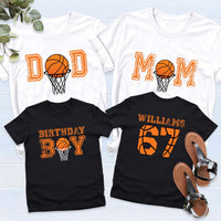 Basketball Birthday Boy Shirt, Family Matching Birthday Party Tee, Basketball Mom, Basketball Dad, Front Back