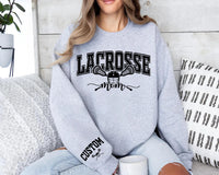 Personalized Lacrosse Mom Sweatshirt, Custom Lacrosse Mom Shirt, Lacrosse Name Sweatshirt, Front Sleeve