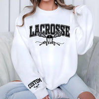 Personalized Lacrosse Mom Sweatshirt, Custom Lacrosse Mom Shirt, Lacrosse Name Sweatshirt, Front Sleeve