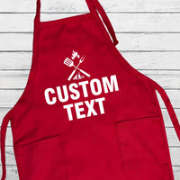 Custom Text Grill Apron, Personalized Kitchen Apron for Men, Funny BBQ Cooking Apron, Gift for Him, Custom Chef Apron, Grill Master Gift