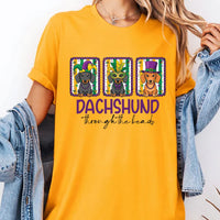 Mardi Gras Dachshund Shirt, Carnival Dog Mom Shirt, Dachshund Through the Beads Tee