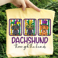 Mardi Gras Dachshund Shirt, Carnival Dog Mom Shirt, Dachshund Through the Beads Tee