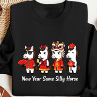 New Year Same Silly Horse Sweatshirt, Funny Lunar New Year Shirt, Cute Silly Horse Sweatshirt
