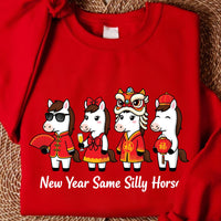 New Year Same Silly Horse Sweatshirt, Funny Lunar New Year Shirt, Cute Silly Horse Sweatshirt