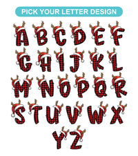 Personalized Christmas Santa Sack, Custom Letter Gift Bag for Kids, Buffalo Plaid Alphabet Bag, Santa Drawstring Bag, Holiday Gift Sack