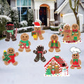 Gingerbread Christmas Yard Signs, Holiday Gingerbread Family Lawn Decorations with Stakes, Outdoor Xmas Garden Décor, Winter Yard Display