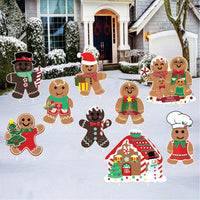 Gingerbread Christmas Yard Signs, Holiday Gingerbread Family Lawn Decorations with Stakes, Outdoor Xmas Garden Décor, Winter Yard Display