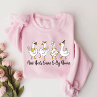 Funny New Year Silly Goose Sweatshirt, Trendy Coquette Holiday Shirt, Cute 2026 Celebration Sweatshirt