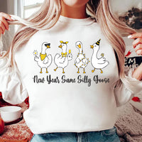 Funny New Year Silly Goose Sweatshirt, Trendy Coquette Holiday Shirt, Cute 2026 Celebration Sweatshirt