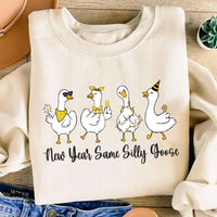 Funny New Year Silly Goose Sweatshirt, Trendy Coquette Holiday Shirt, Cute 2026 Celebration Sweatshirt