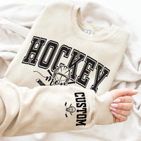 Personalized Hockey Mom Sweatshirt, Custom Name and Number Shirt, Hockey Sports Mom Sweatshirt, Front Sleeve