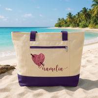 Custom Knitting Tote Bag with Zipper, Personalized Yarn Lover Crochet Bag, Knitter Gift Tote, Yarn Heart Bag, Craft Supplies Organizer Tote