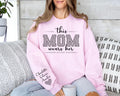 Custom Mom Sweatshirt With Kids Name On Sleeve, I Wear My Heart On My Sleeve, Mama New Mom Gift, Front Sleeve Design