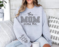 Custom Mom Sweatshirt With Kids Name On Sleeve, I Wear My Heart On My Sleeve, Mama New Mom Gift, Front Sleeve Design