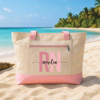 RN Nurse Tote Bag with Zipper, Personalized Nurse Name Bag, Medical Tote, Custom RN Gift, Nurse Work Bag, Nursing School Graduation