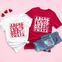Teacher Valentine Shirt, Retro Alphabet Love Tee, Cute Teacher Valentines Day Shirt, Classroom Valentine Outfit