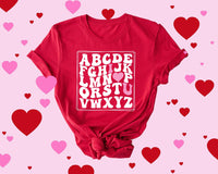 Teacher Valentine Shirt, Retro Alphabet Love Tee, Cute Teacher Valentines Day Shirt, Classroom Valentine Outfit