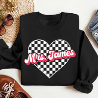 Custom Name Valentine's Day Teacher Sweatshirt, Personalized Teacher Valentine Tee, Teacher Team Valentine Sweatshirt