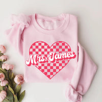 Custom Name Valentine's Day Teacher Sweatshirt, Personalized Teacher Valentine Tee, Teacher Team Valentine Sweatshirt