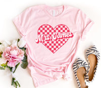 Custom Name Valentine's Day Teacher Shirt, Personalized Teacher Valentine Tee, Teacher Team Valentine Shirt