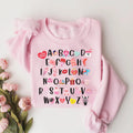 Teacher Valentine Sweatshirt, Valentine’s Day Alphabet Shirt, Kindergarten Teacher Sweatshirt