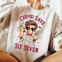 Cupid Says 67 Sweatshirt, Vintage Cherub Valentine Shirt, Funny 67 Valentine Sweatshirt