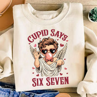 Cupid Says 67 Sweatshirt, Vintage Cherub Valentine Shirt, Funny 67 Valentine Sweatshirt