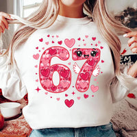 Funny Valentine 67 Sweatshirt, Six Seven Heart Number Shirt, Viral 67 Meme Sweatshirt