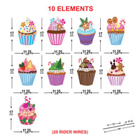 Christmas Cupcake Yard Signs, Holiday Sweet Treat Lawn Decoration with Stakes, Outdoor Xmas Dessert Garden Décor, Winter Candy Party Display