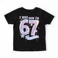 Custom 7th Birthday Shirt, Viral 67 Meme Birthday Tee, I Was 6 Now I’m 7 Shirt, Funny 7th B-Day Gift for Boy or Girl