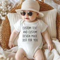 Custom Text Baby Bodysuit, Personalized Baby Girl Outfit, Boho Baby Clothes, Custom Baby Shower Gift, Personalized Newborn Bodysuit