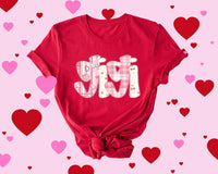 Custom Mama Gigi Mimi Nana Valentine Letters Shirt, Valentine Mama Tee, Preppy Valentine Heart Shirt